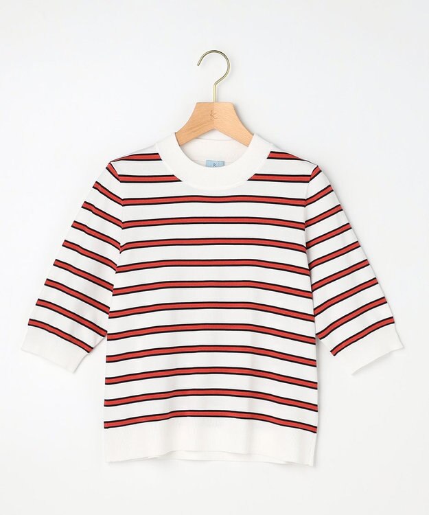 組曲 L 【先行予約】マイラックカラー 6分袖 ニット ホワイト系1