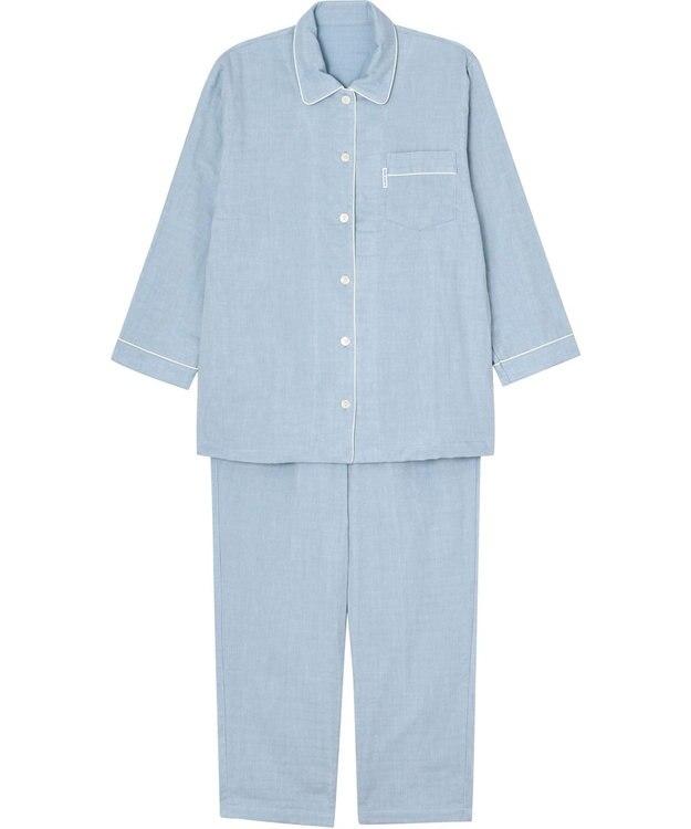 ワコール／睡眠科学 【パジャマ】　三重ガーゼ　ロング袖・ロングパンツ　睡眠科学／ワコール　YDX552 ブルー