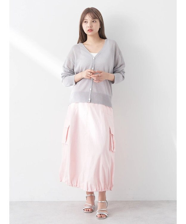 earth music&ecology ラメ入りニットカーディガン Light Gray