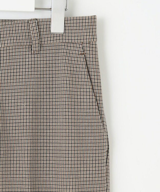 自由区 【撥水加工・洗える】TRギャバチェック柄テーパード パンツ ベージュ系チェック