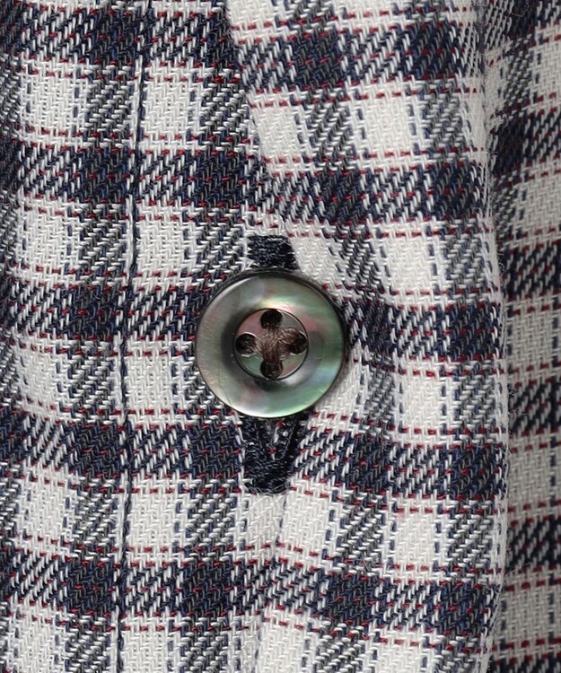 J.PRESS LADIES L 【洗える】ポリエステルヴィスコースブロックチェック バンドカラー ブラウス チャコール×ピンク系