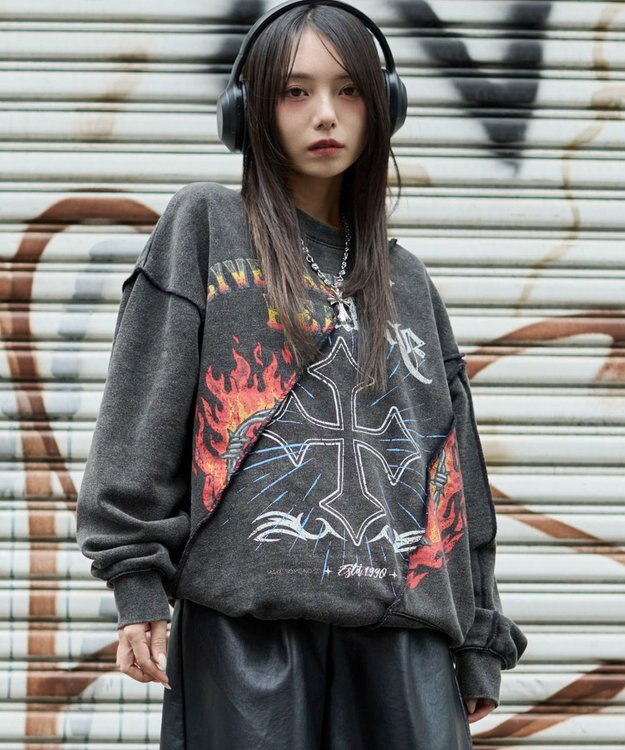 WEGO 【ユニセックス着用ITEM】ヴィンテージグラフィックドッキングプルオーバー 柄1