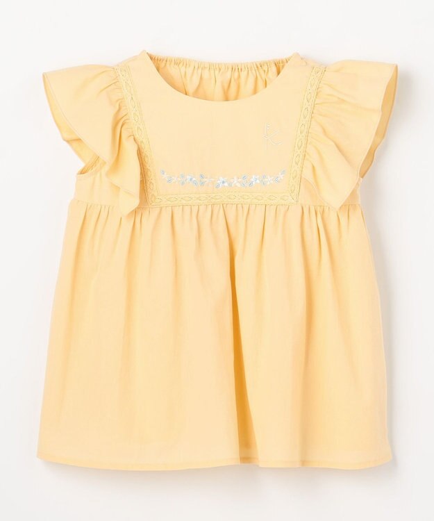組曲 KIDS 【110-140㎝】 フラワーエンブロイダリーブラウス レモン
