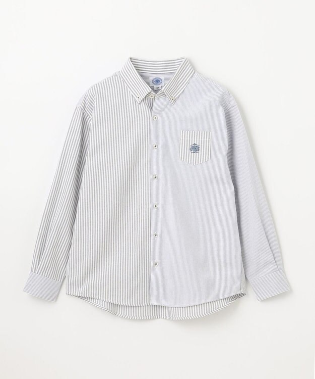 J.PRESS KIDS 【140-170cm】オックスフォード ストライプコンビシャツ グレー系1