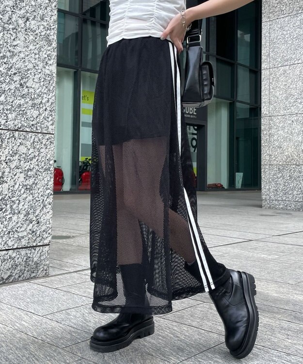 WEGO ラインメッシュスカート ブラック