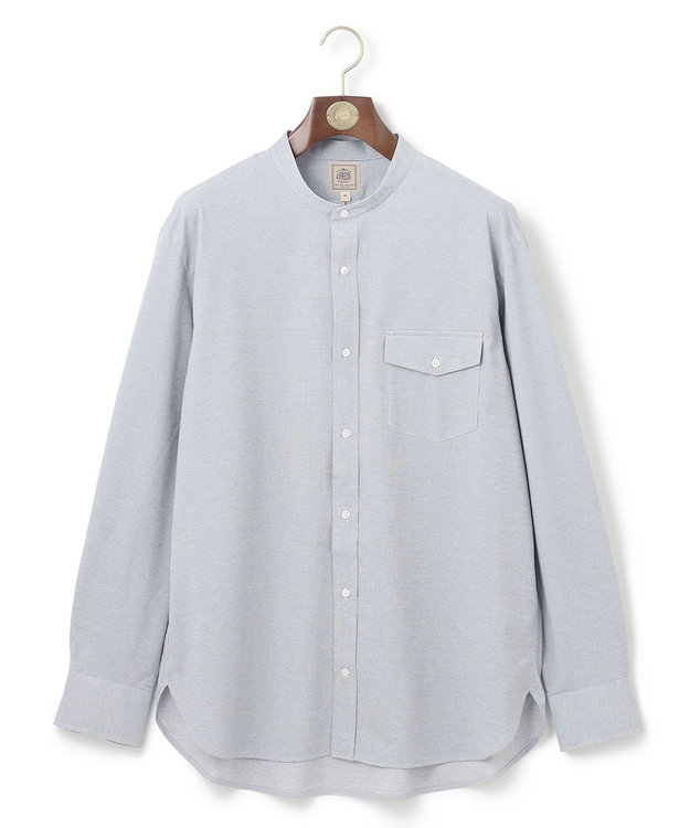 J.PRESS MEN 【KING SIZE】ピンチェックジャージ バンドカラーシャツ ライトグレー系