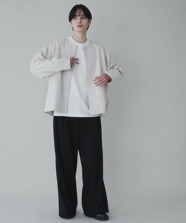 WEGO 【ユニセックス着用ITEM】トロミノーカラーブルゾン ライトベージュ