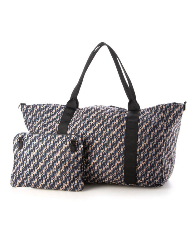 UNBILLION cachecache パッカブルナイロンボストンバッグ ブルーネイビー