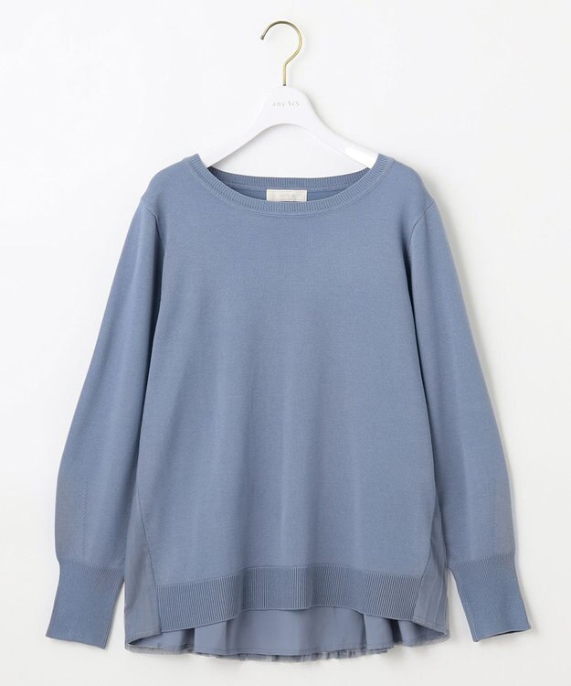 ANY SIS 【WEB・一部店舗限定】バックチュールコンビ ニット ブルー