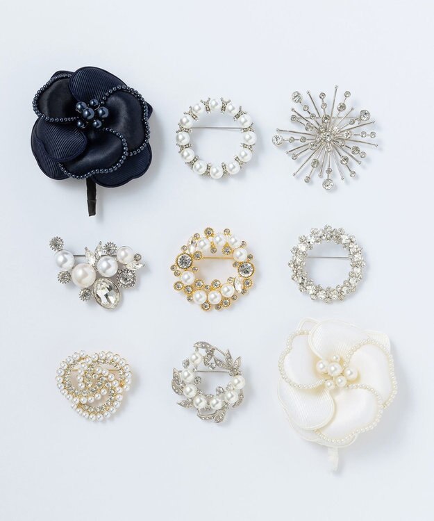 23区 パールトリミング コサージュ アイボリー系