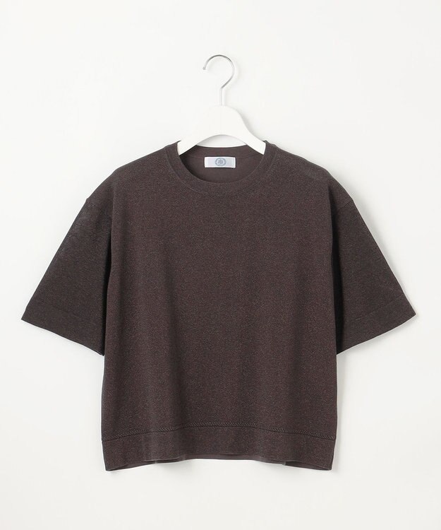 J.PRESS LADIES L 【洗える・抗菌防臭】LUREX ラメ ニットT ダークブラウン系