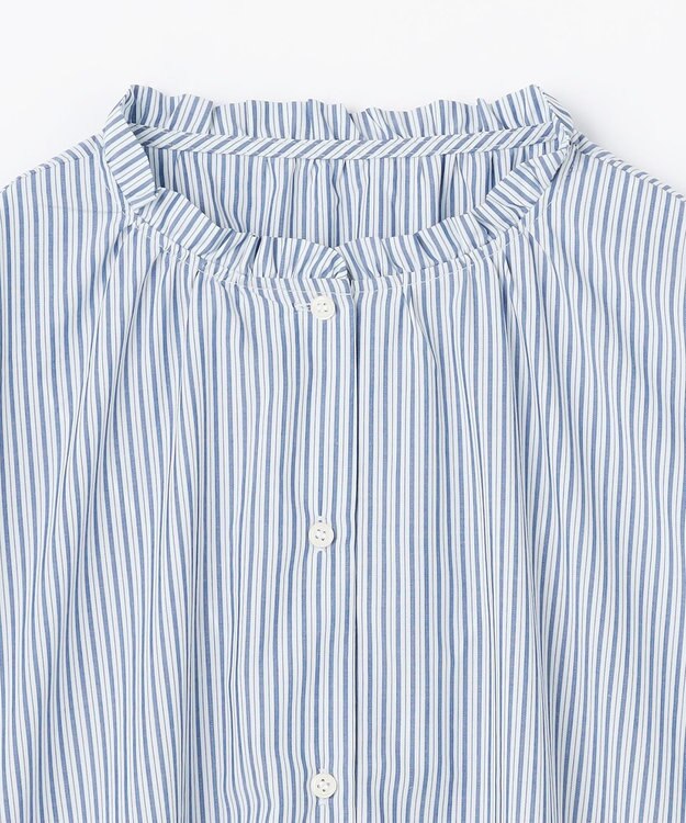 ANY L エニィファンクションハイネックブラウス ブルーストライプ