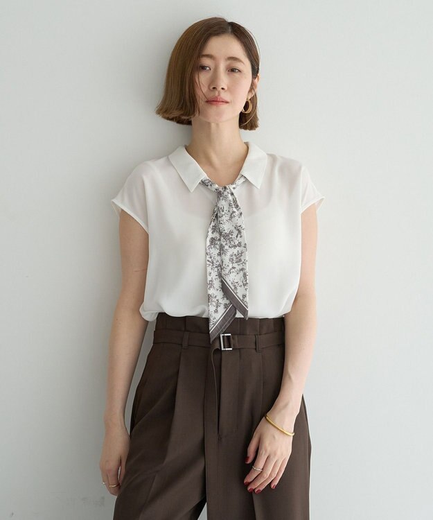 YECCA VECCA 2wayスカーフ付きブラウス Off White