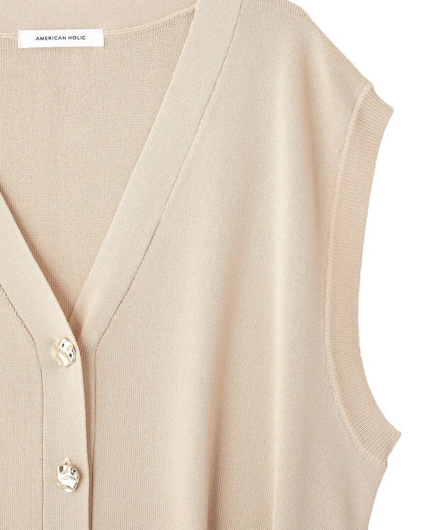 AMERICAN HOLIC 金ボタンニットジレ Beige
