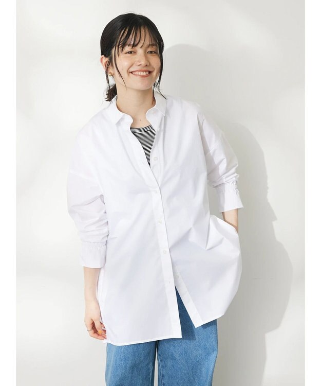 CRAFT STANDARD BOUTIQUE イージーケアコクーンポケ付きチュニック White