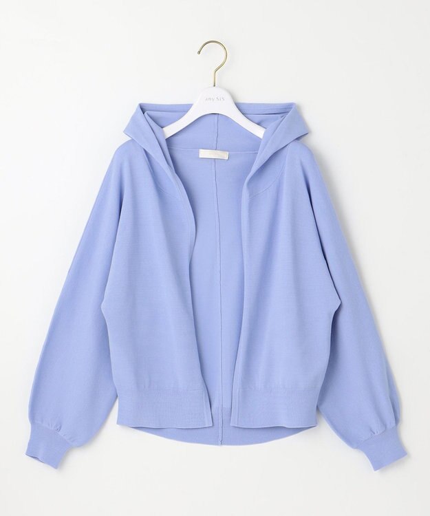 ANY SIS 【接触冷感・UVケア】ニットフーディー カーディガン ライトブルー