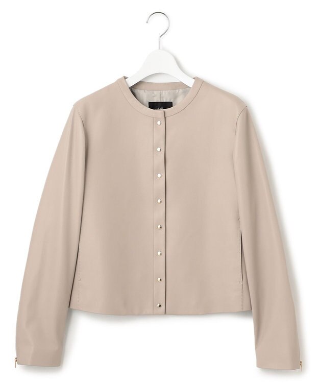 23区 S ラムレザー ノーカラージャケット グレージュ系