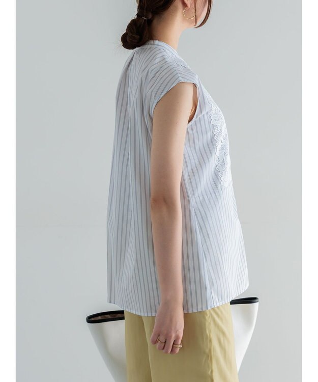 Te chichi リーフレースノースリーブチュニックシャツ オフホワイト