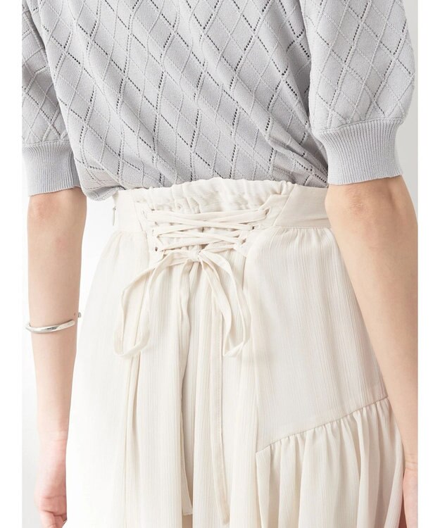 earth music&ecology シアー楊柳アシメティアードスカート Off White