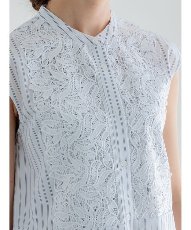 Te chichi リーフレースノースリーブチュニックシャツ オフホワイト