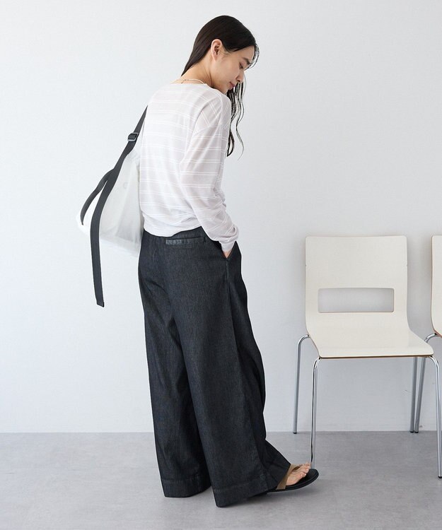 CRAFT STANDARD BOUTIQUE シアーボーダーヘンリーネックロンT Light Gray