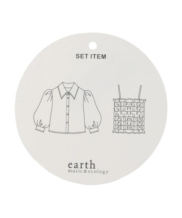 earth music&ecology ＳＥＴ２点シアークロップドシャツ×シャーリングタンク Ivory