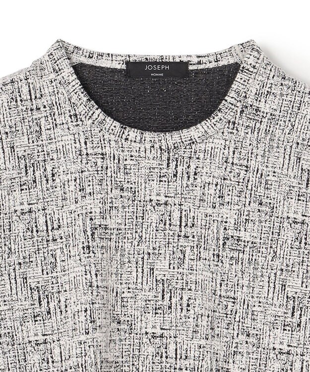 JOSEPH HOMME 【新素材】パフィーチェックジャージー　クルーネックカットソー ライトグレー系