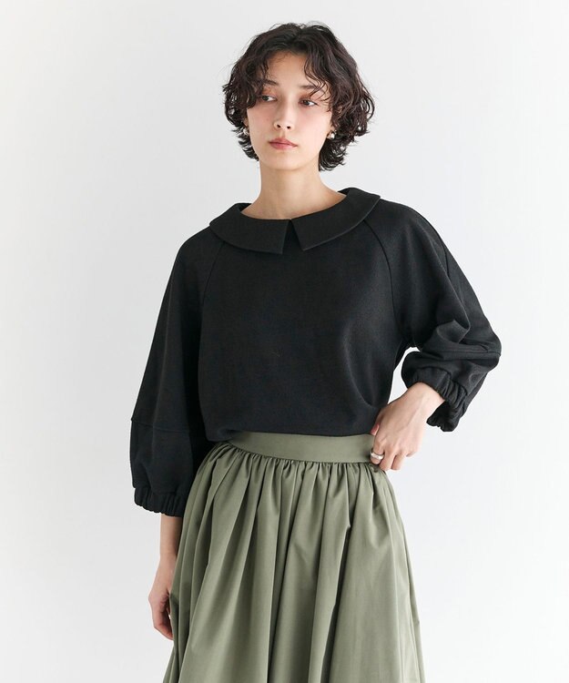 #Newans 【セレモニーにも/洗濯機可】ランタンスリーブブラウス ブラック