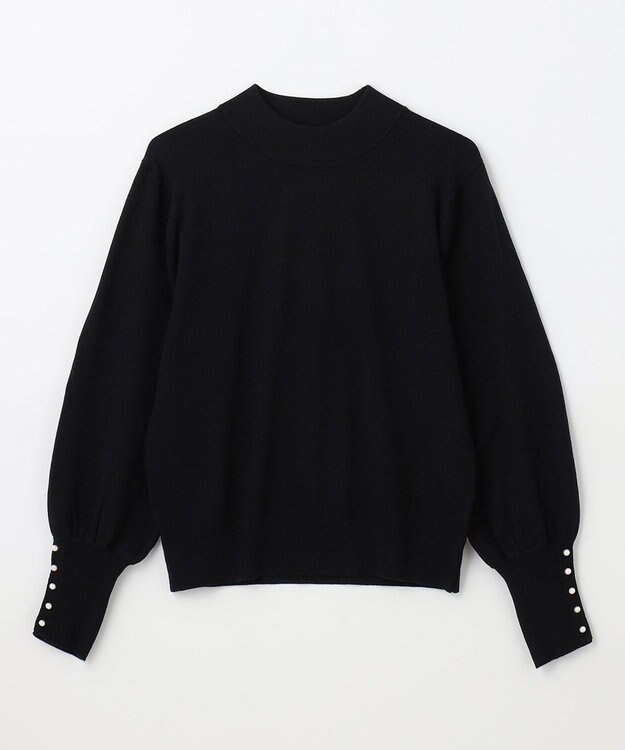 ANY 【洗濯機可/吸湿発熱】パフスリーブパールニット ブラック