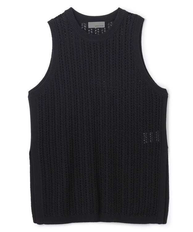 uncrave シースルーケーブルニット ノースリーブトップス ブラック