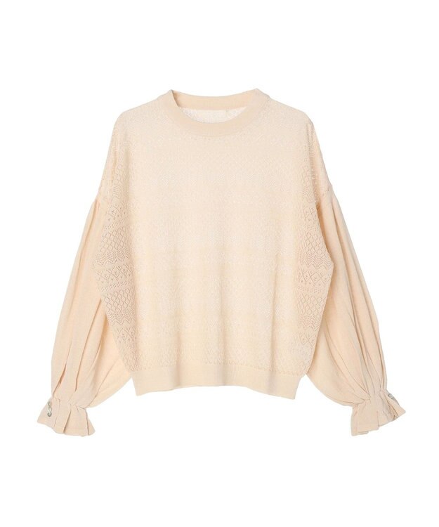 Green Parks ・ｆｕｒｒｙ　ｒａｔｅ　シアー×ギャザープルオーバー Light Beige