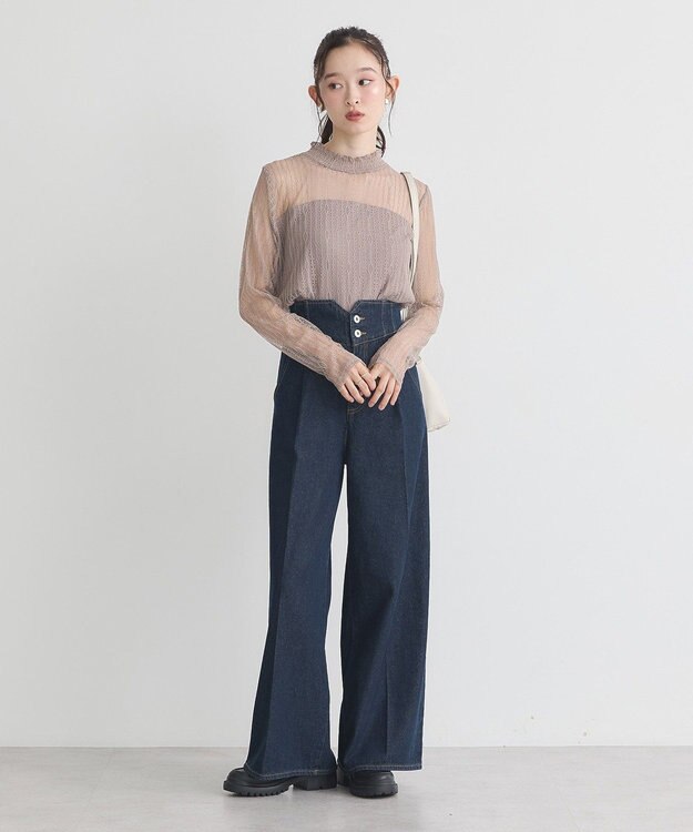 earth music&ecology ハイウエストデニムパンツ Indigo