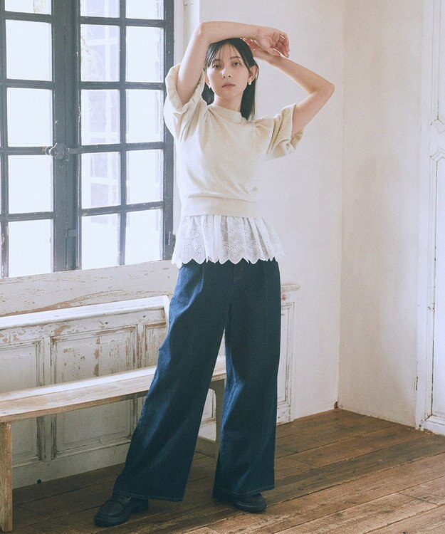 earth music&ecology ハイウエストデニムパンツ Indigo