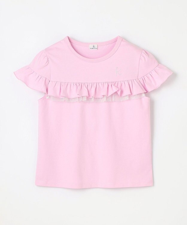 組曲 KIDS 【UVケア】【110-140㎝】フレアラッフル Tシャツ ピンク
