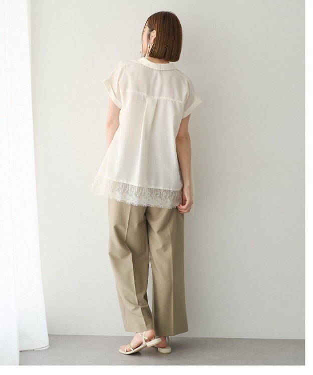 YECCA VECCA 裾レーススキッパーシャツ Off White