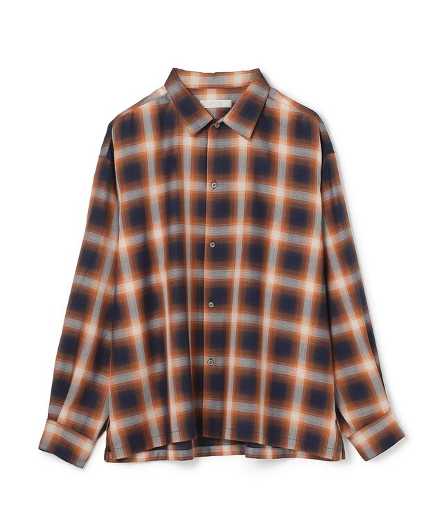 UNFILO MENS 【男女兼用】エアリーシアー オンブレシャツ ブラウンチェック