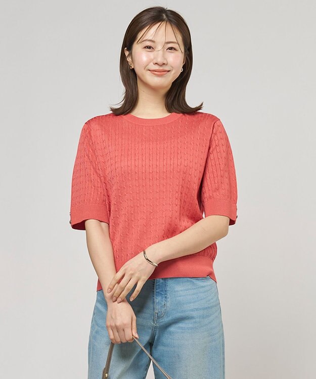 J.PRESS LADIES L  Vis/Peスパーク クルーネック プルオーバー ブラッドオレンジ系