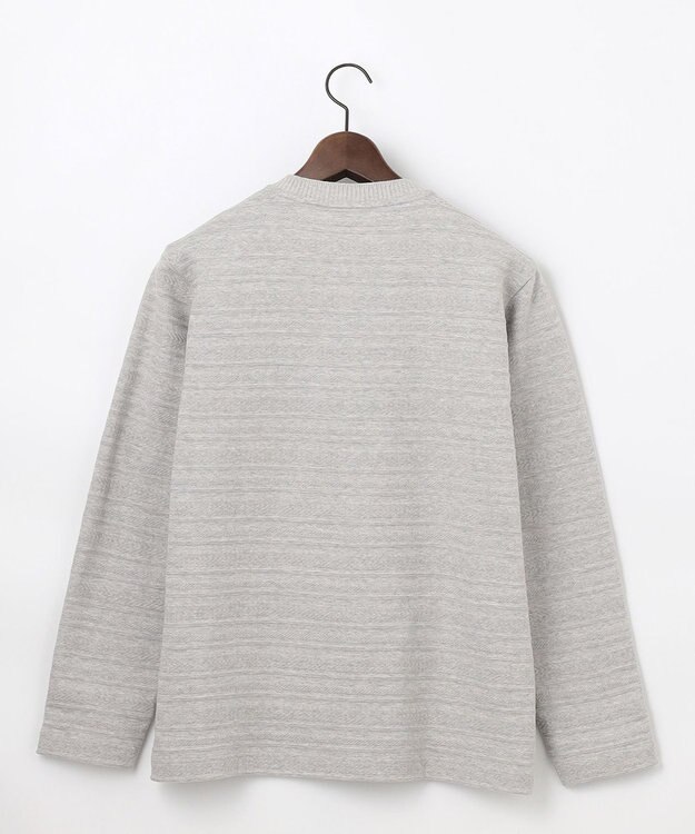 JOSEPH ABBOUD 【オーガニックコットン使用・日本素材・日本縫製】 オーガニックヘリンボ-ンリンクス Vネック Tシャツ ライトグレー系