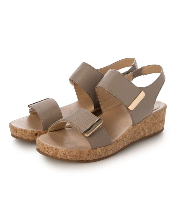 ing <ing>ダブルベルトウエッジサンダル オーク