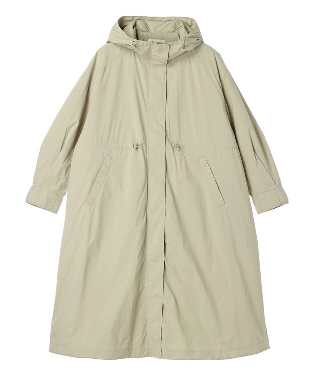earth music&ecology テックフードロングコート Light Khaki