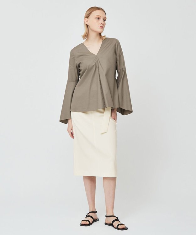 BEIGE， PERSIMMON / フレアーブラウス Slate