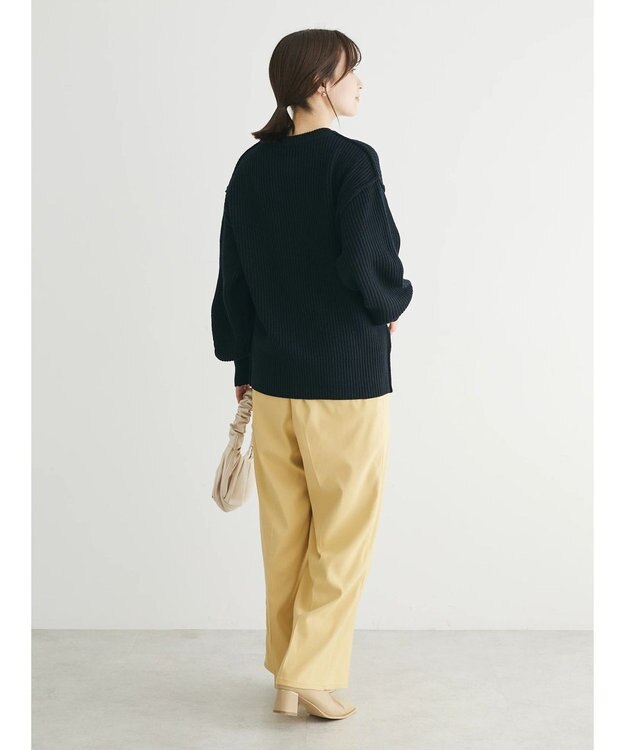 Green Parks 洗える　アゼ編みニットプルオーバー Dark Navy