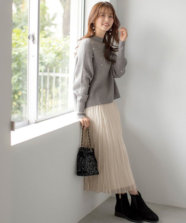 ANY SIS 【洗える】オーロラプリーツ スカート アイボリー