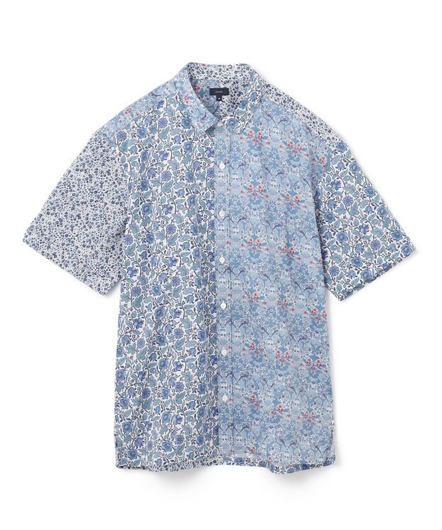 JOSEPH HOMME 【LIBERTY】クレイジーリバティ　半袖レギュラーシャツ サックスブルー系