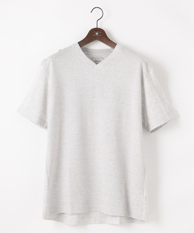 JOSEPH ABBOUD 【キングサイズ・オーガニックコットン使用・日本製】JOEコットンサッカー Vネック Tシャツ ライトグレー系7