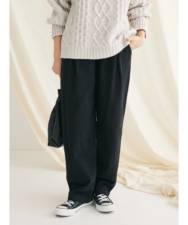 CRAFT STANDARD BOUTIQUE ピグメントツイル　Ｗタックリラックスパンツ Black