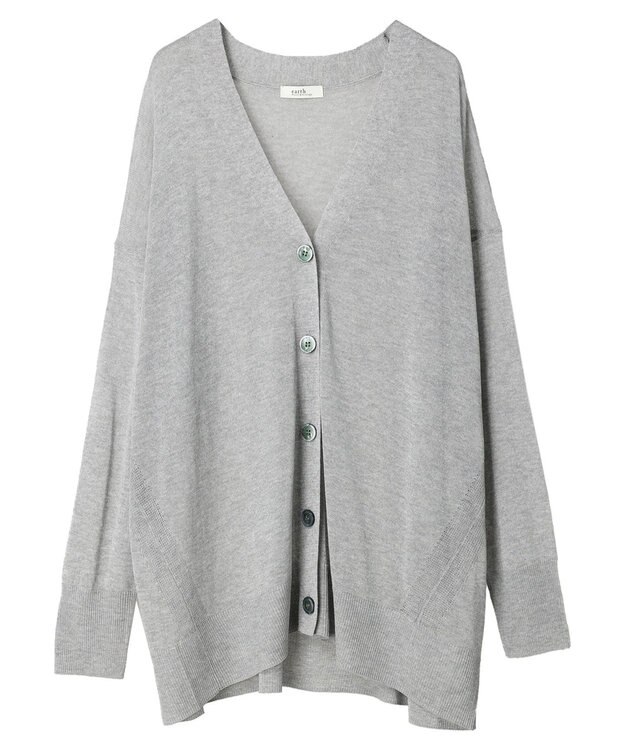 earth music&ecology 接触冷感シアーＢＩＧカーディガン Gray Mixture