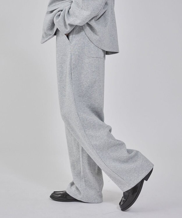 WEGO 【ウエストゴム/MLサイズ展開/ユニセックス着用ITEM】ボンディングワイドスウェットパンツ 杢グレー