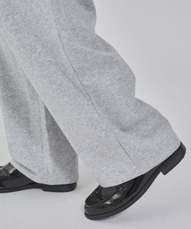 WEGO 【ウエストゴム/MLサイズ展開/ユニセックス着用ITEM】ボンディングワイドスウェットパンツ 杢グレー