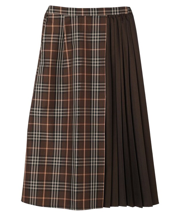 Green Parks アシメサイドプリーツスカート Brown